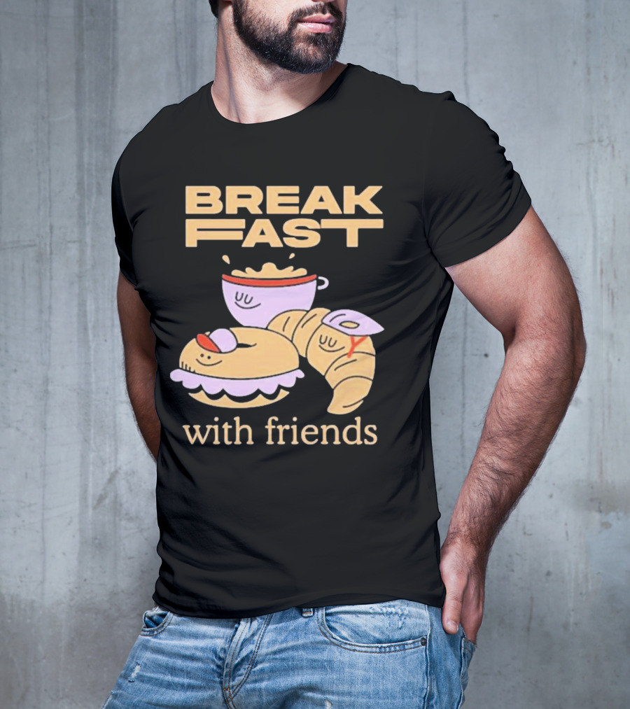 Breakfast With Friends Breakfast Racing Team Cup Croissant Bun T-Shirt