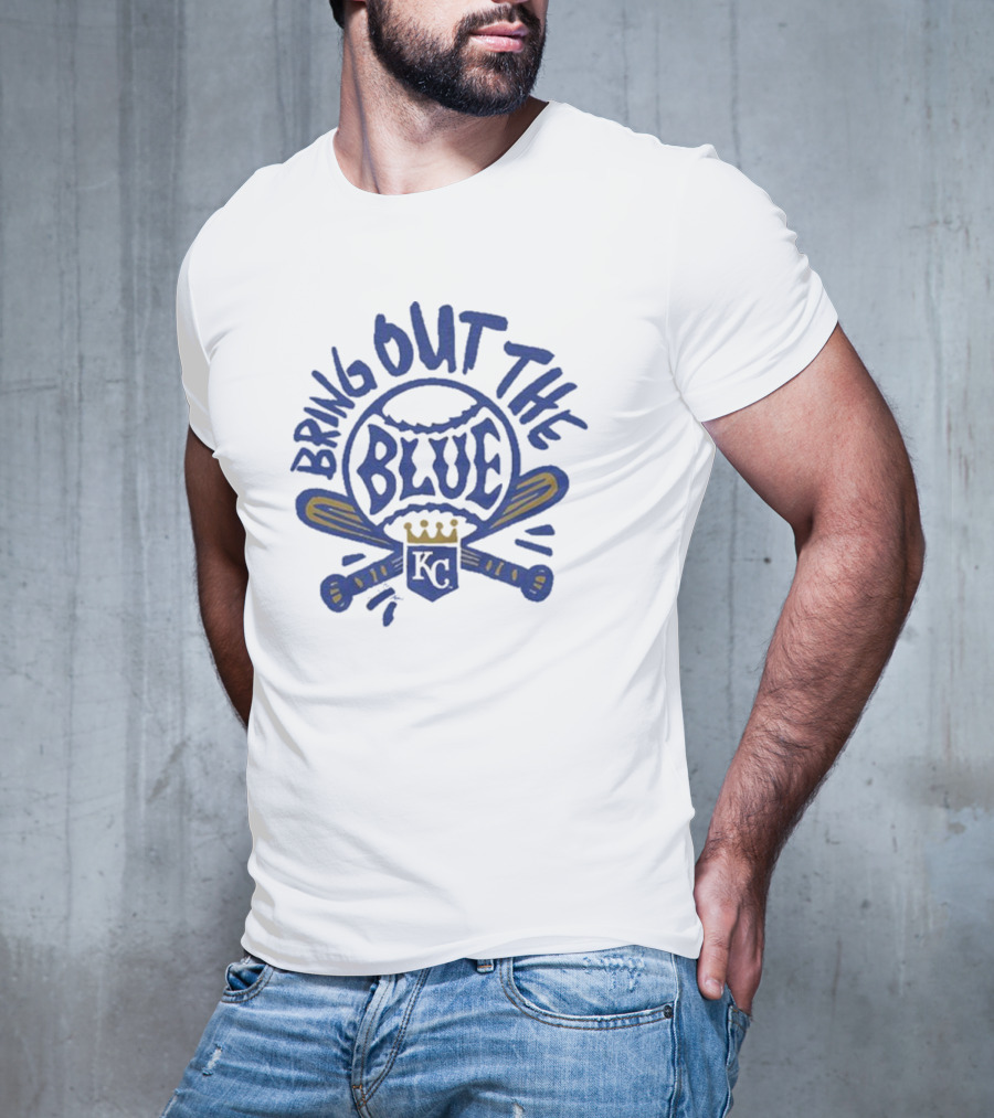 Bring Out The Blue KC Baseball Crown Bats T-Shirt