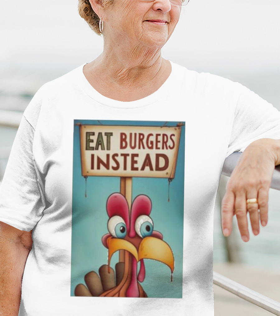 Eat Burgers Instead Funny Turkey Cartoon T-Shirt