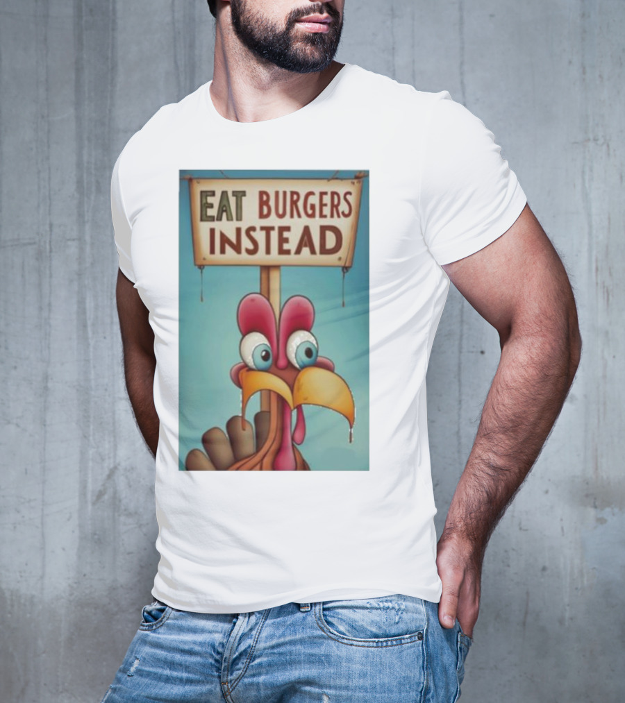 Eat Burgers Instead Funny Turkey Cartoon T-Shirt
