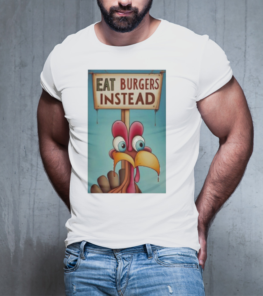 Eat Burgers Instead Funny Turkey Cartoon T-Shirt