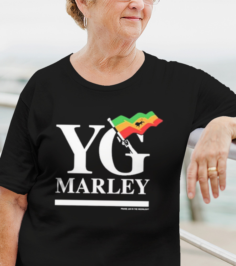 YG Marley Flag Emancipate Yourself Praise Jah In The Moonlight T-Shirt