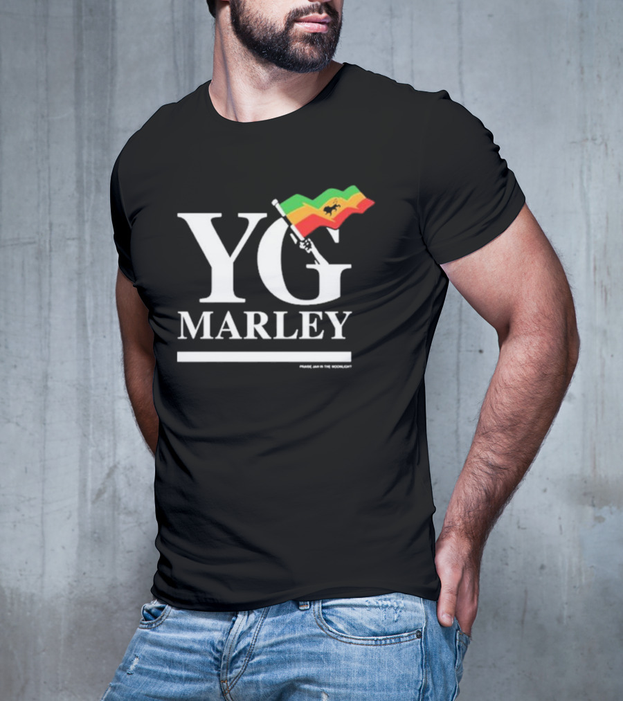 YG Marley Flag Emancipate Yourself Praise Jah In The Moonlight T-Shirt
