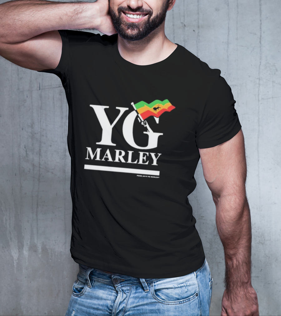 YG Marley Flag Emancipate Yourself Praise Jah In The Moonlight T-Shirt