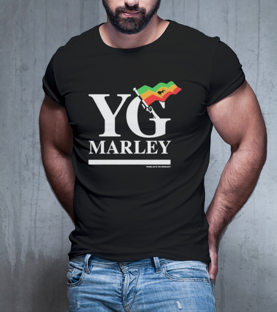 YG Marley Flag Emancipate Yourself Praise Jah In The Moonlight T-Shirt