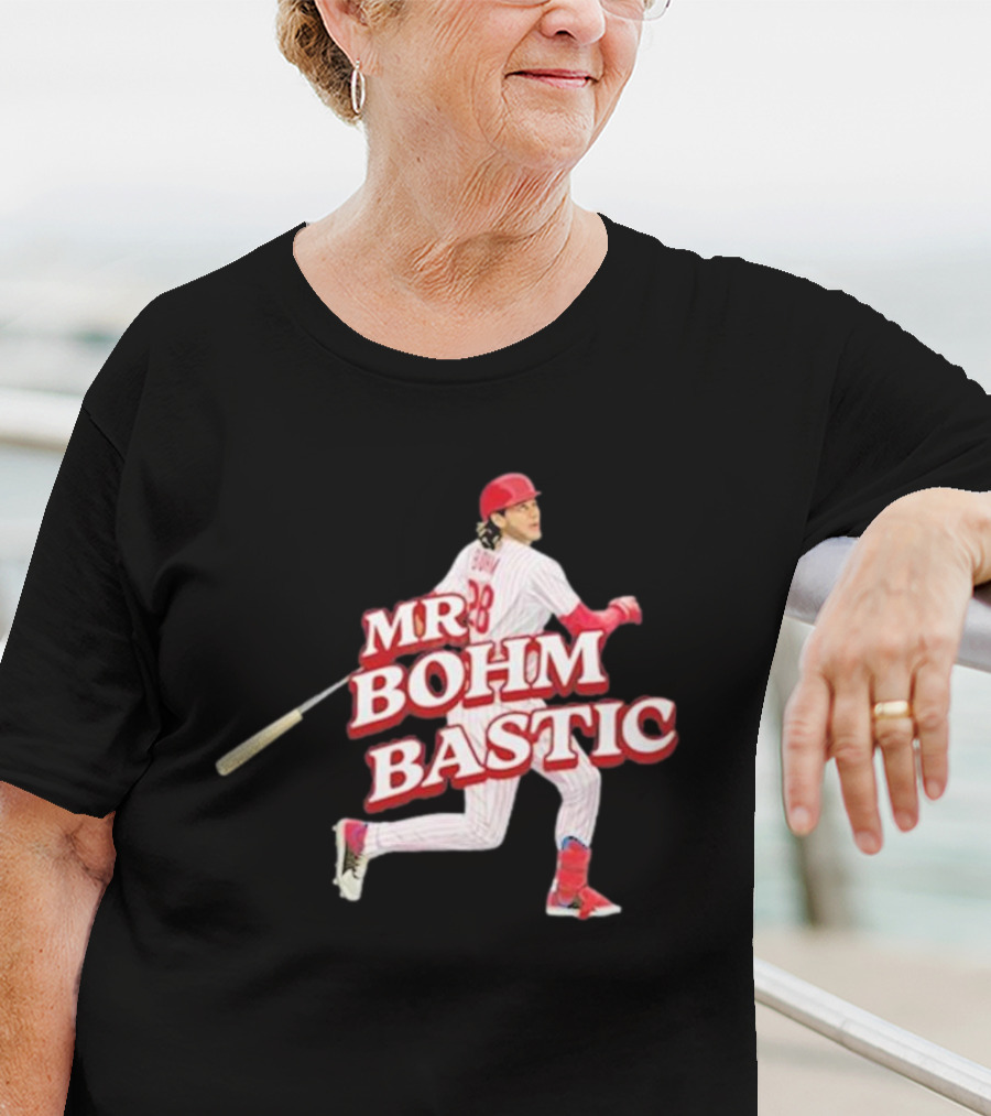 Garrett Stubbs Wearing Mr. Bohm-Bastic Baseball Player T-Shirt
