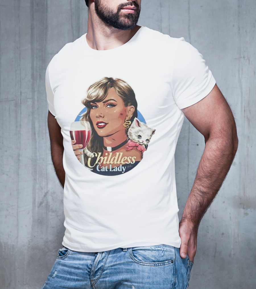 Childless Cat Lady Wine And Kitty T-Shirt