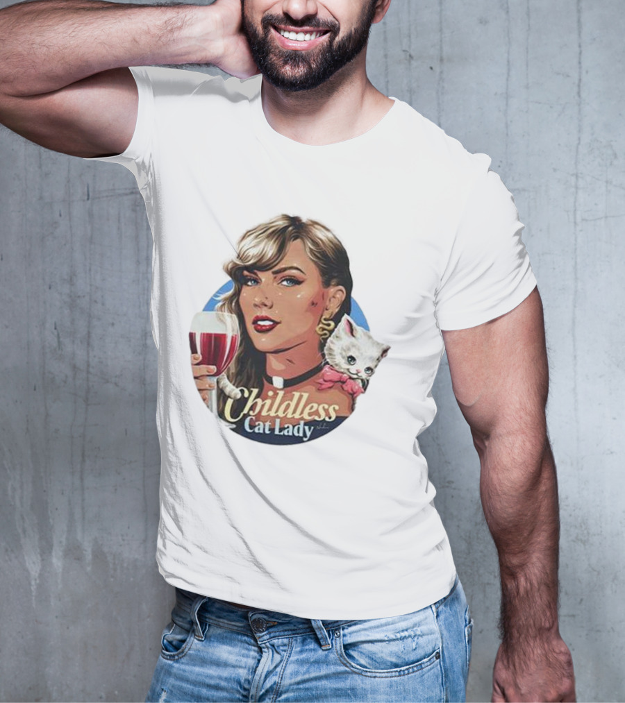Childless Cat Lady Wine And Kitty T-Shirt