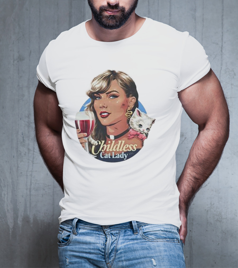 Childless Cat Lady Wine And Kitty T-Shirt