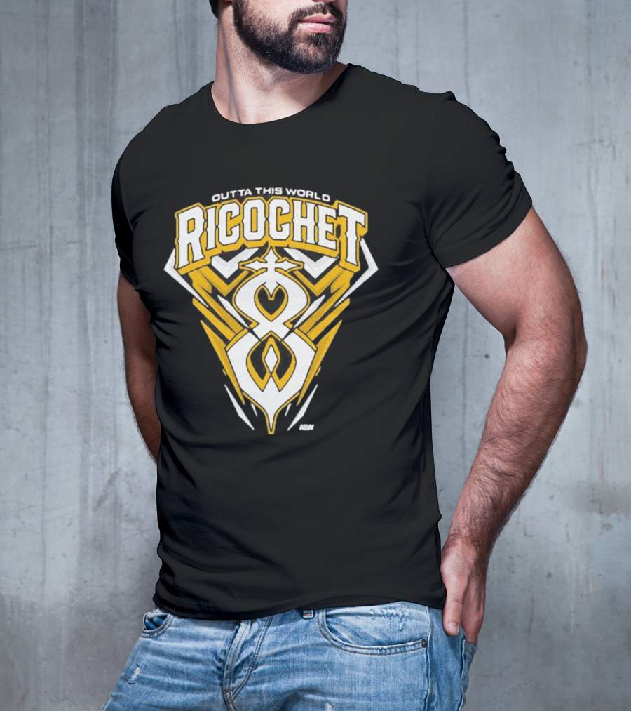 Outta This World Ricochet AEW Logo Yellow Black T-Shirt