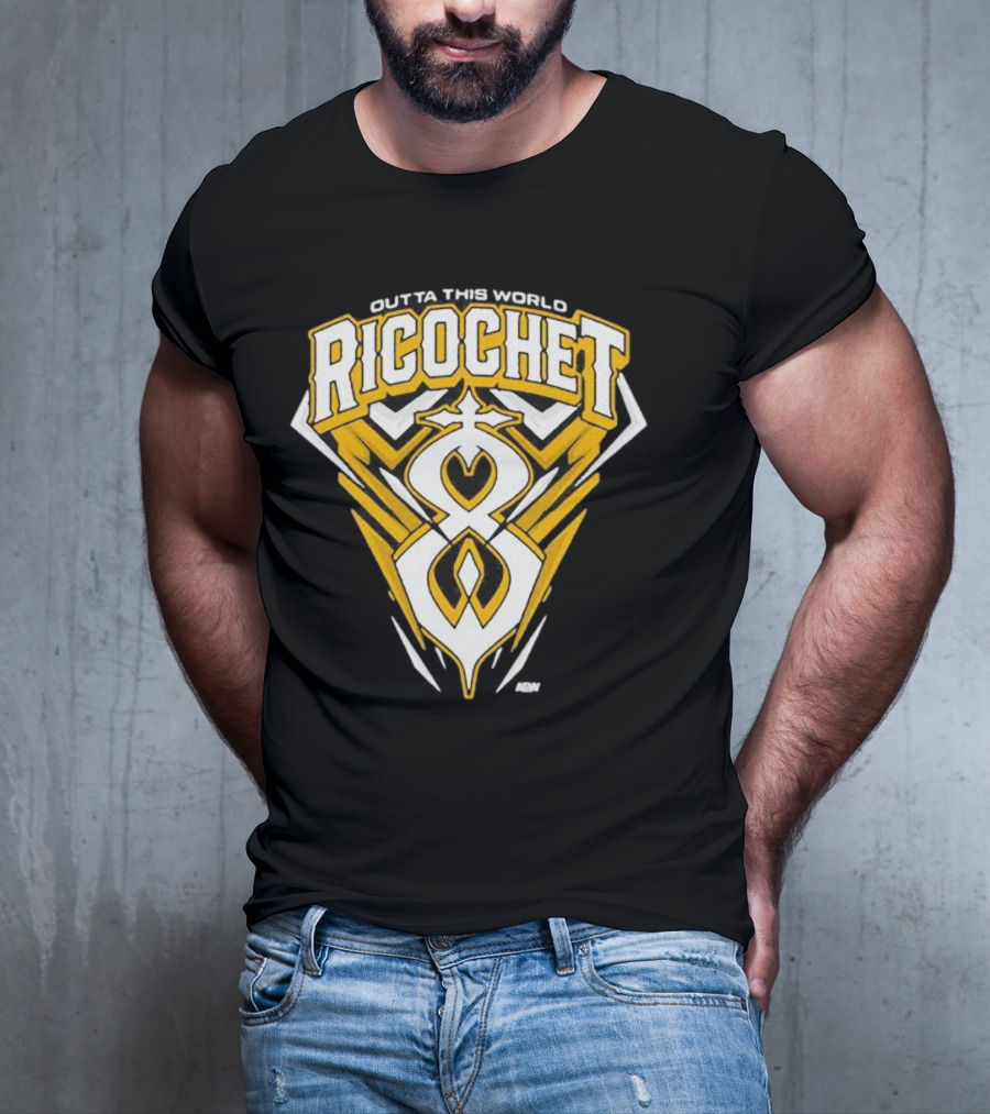 Outta This World Ricochet AEW Logo Yellow Black T-Shirt