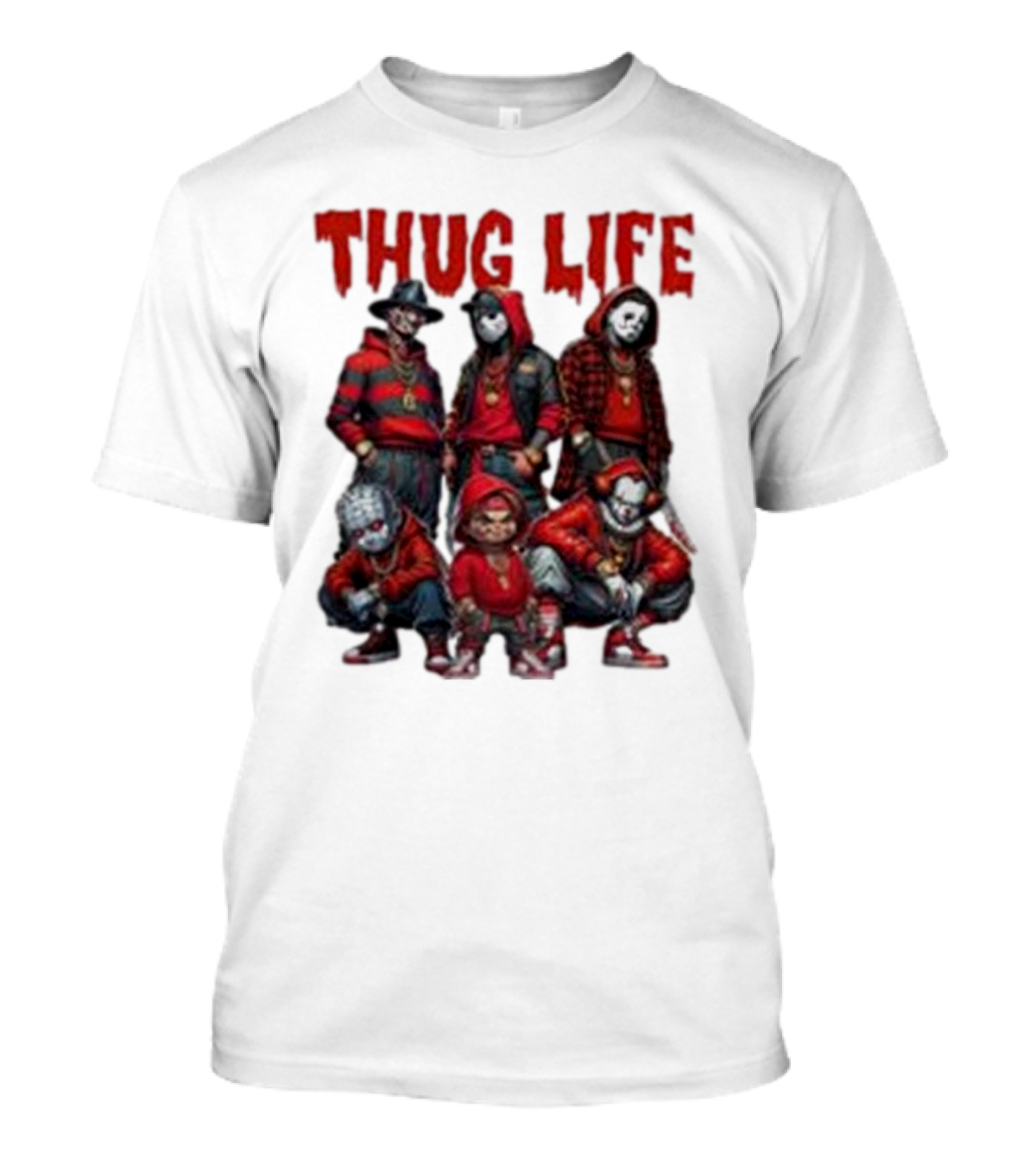 Thug Life Horror Clown Gang Red Hoodies T-Shirt
