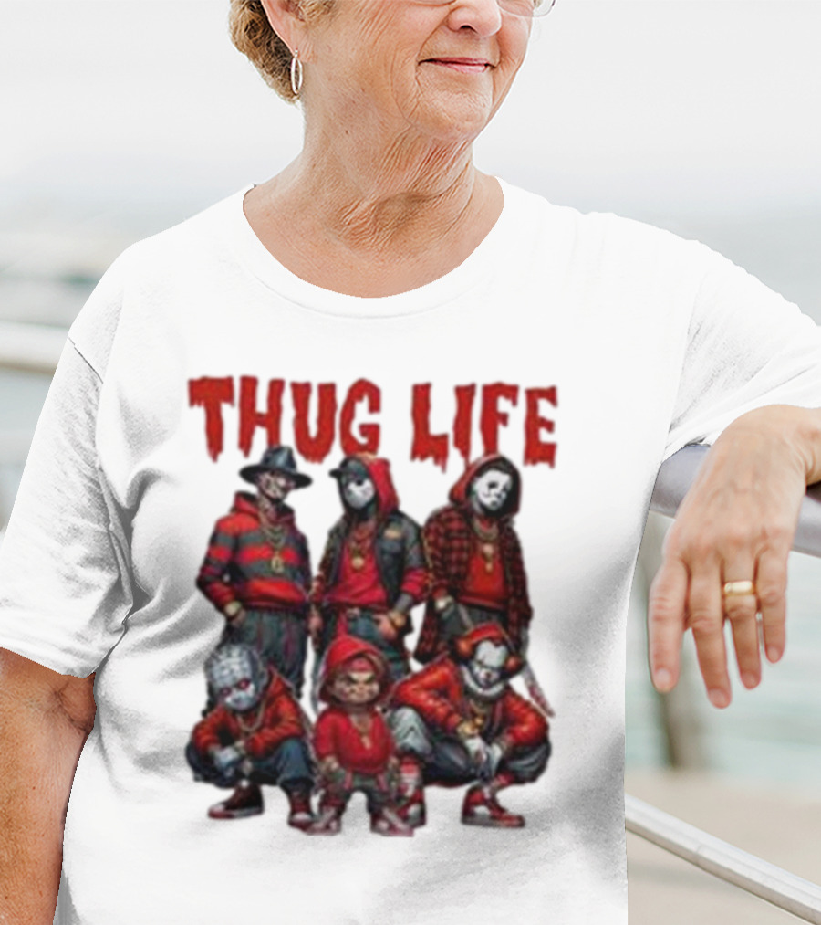 Thug Life Horror Clown Gang Red Hoodies T-Shirt