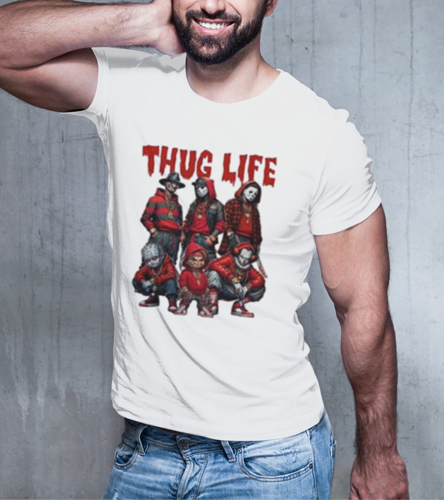 Thug Life Horror Clown Gang Red Hoodies T-Shirt