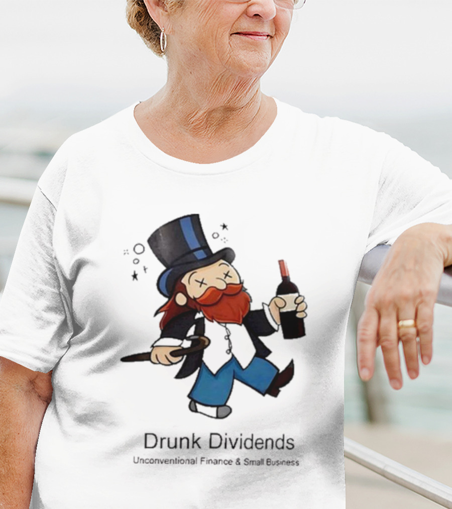 Drunk Dividends Unconventional Finance And Business With Top Hat And Wine Bottle T-Shirt