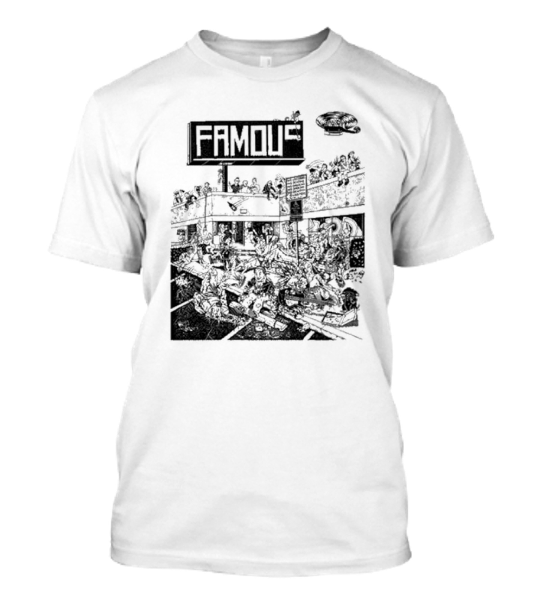Famous Stars Chaos Scene In Urban Streetscape T-Shirt