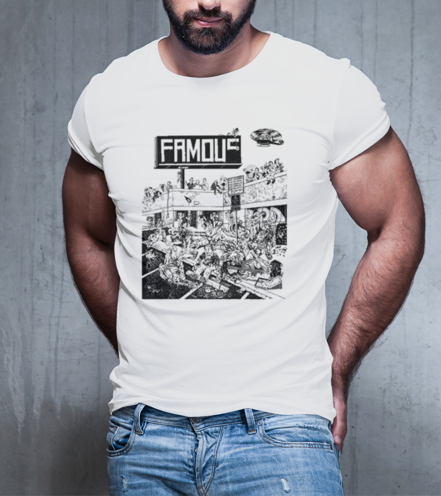 Famous Stars Chaos Scene In Urban Streetscape T-Shirt