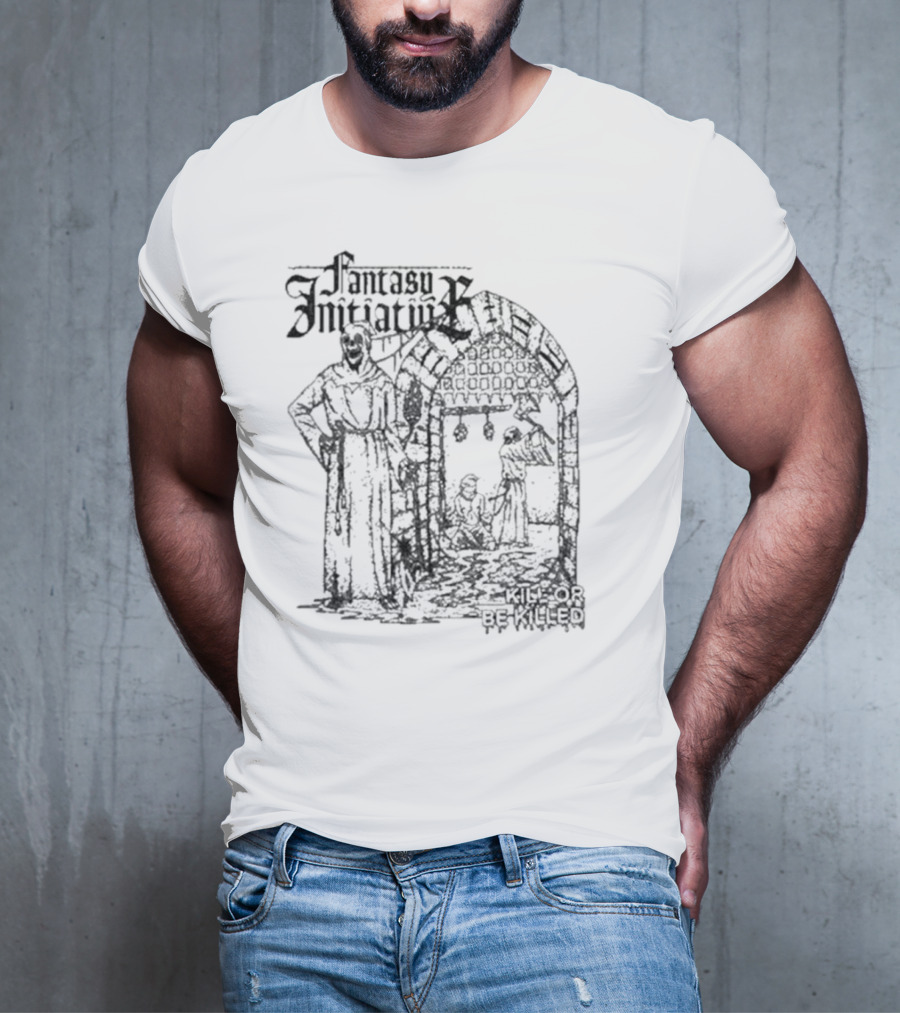 Fantasy Initiative Kill Or Be Killed Medieval Dungeon Scene T-Shirt