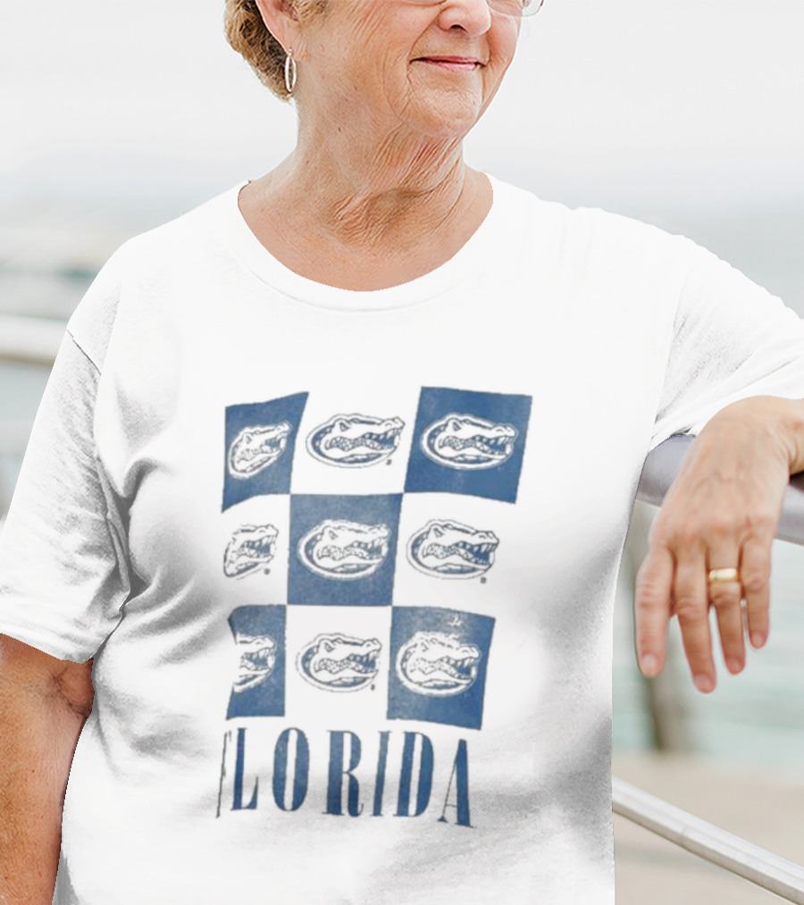 Florida Gators Pressbox Women's Checkerboard Logo Andy Waist Length Oversized T-Shirt