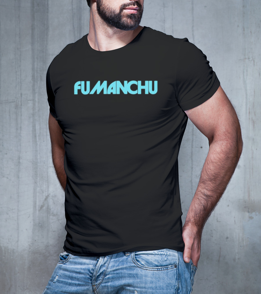 Fu Manchu The Return Of Tomorrow Retro Logo Blue Text T-Shirt