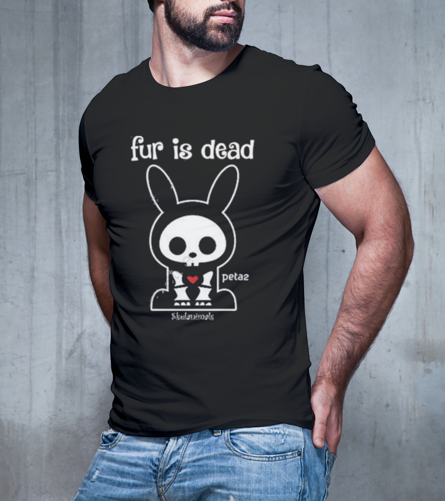 Fur Is Dead Peta2 Skelanimals Bunny With Heart T-Shirt