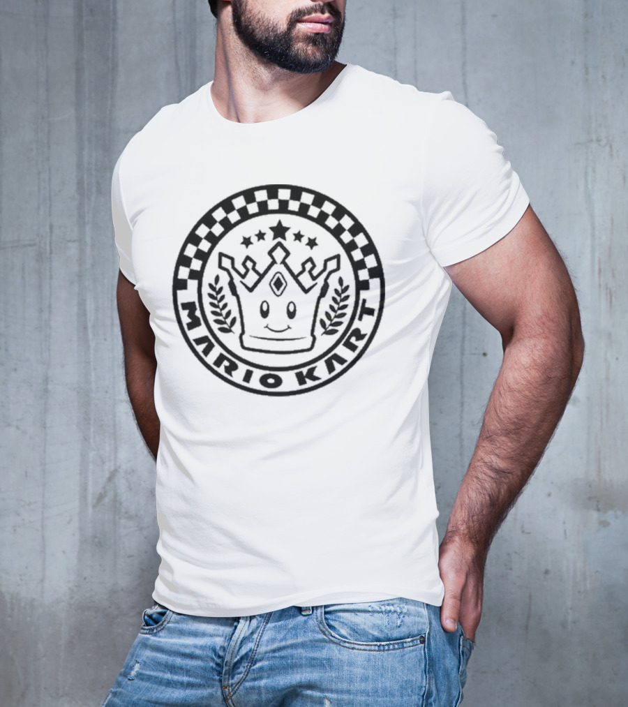 Damien Haas Wearing Mario Kart Crown Emblem Super Nintendo World T-Shirt