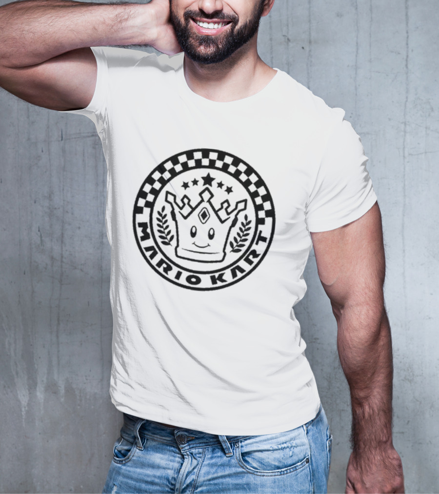 Damien Haas Wearing Mario Kart Crown Emblem Super Nintendo World T-Shirt