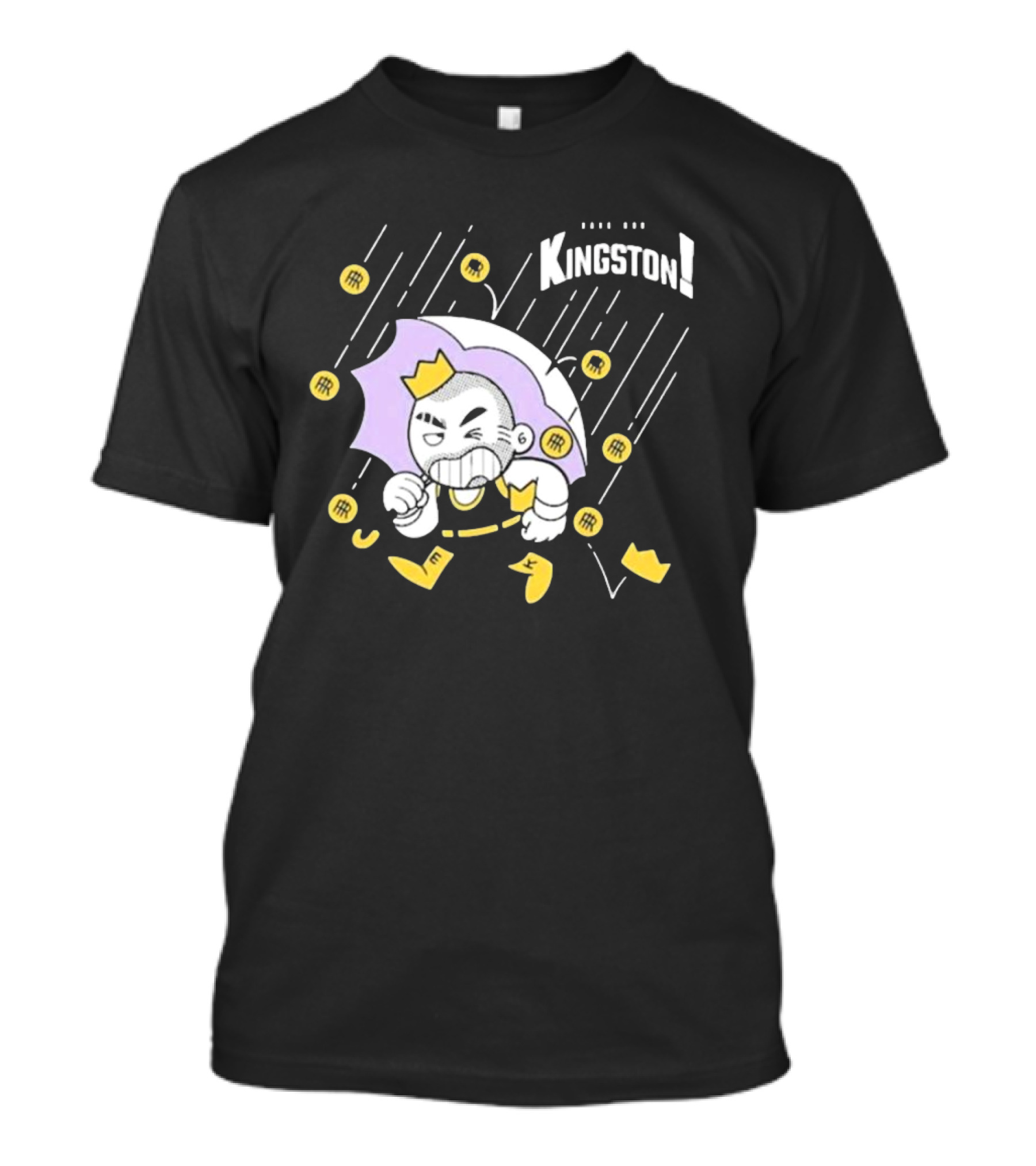 Bald Emo Kingston Character With Umbrella And Crown Symbols T-Shirt