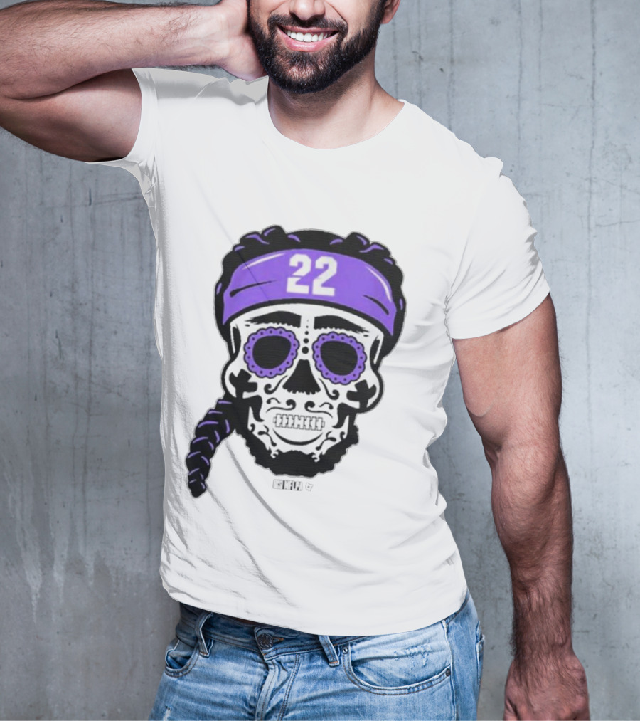 Derrick Henry 22 NFLPA Sugar Skull Baltimore Ravens Braids T-Shirt
