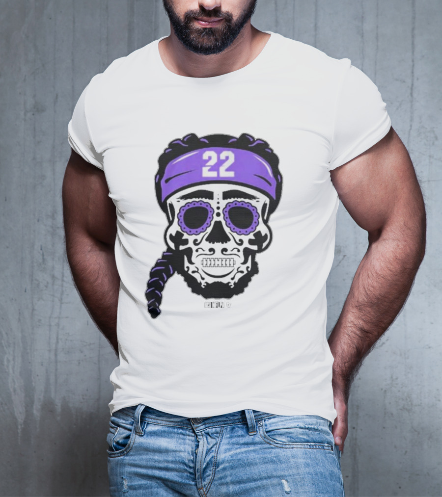 Derrick Henry 22 NFLPA Sugar Skull Baltimore Ravens Braids T-Shirt