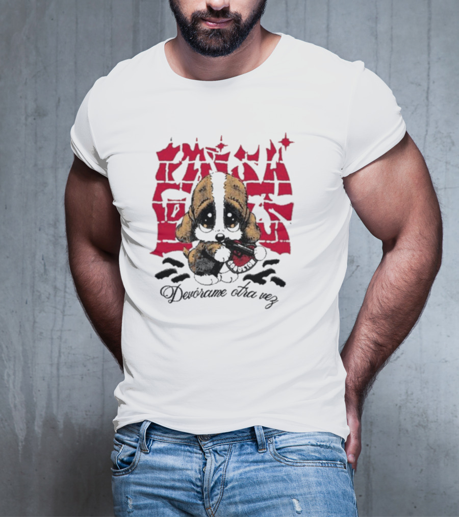 Coqueton Graffiti Style Devorame Otra Vez Puppy Holding Heart T-Shirt