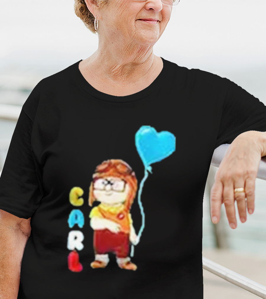 Disney Pixar Up Carl Holding Heart Balloon Couples T-Shirt