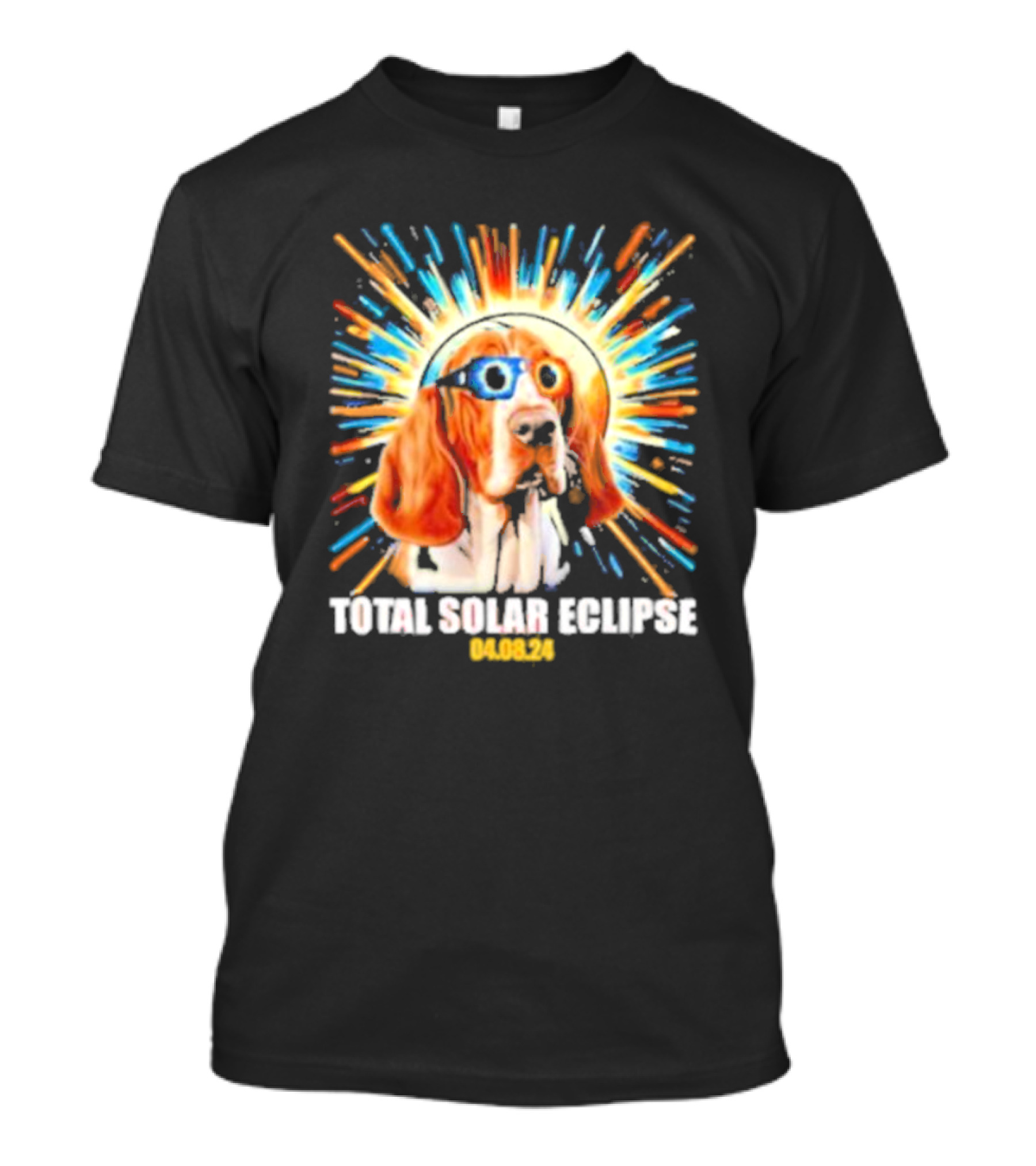 Total Solar Eclipse Dog Wearing Eclipse Glasses 04.08.24 T-Shirt
