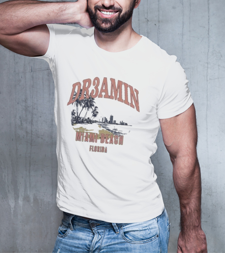 DR3AMIN Miami Beach Florida Skyline T-Shirt