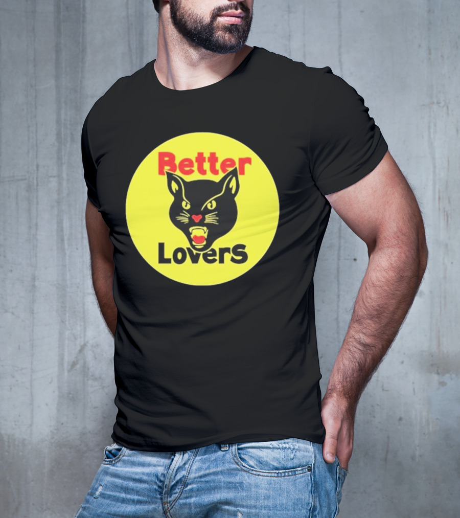 Better Lovers Band Better Lovers Black Cat Bootleg Better Lovers Black Cat Yellow Circle T-Shirt