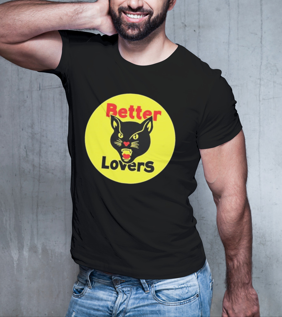 Better Lovers Band Better Lovers Black Cat Bootleg Better Lovers Black Cat Yellow Circle T-Shirt