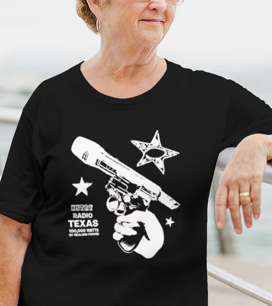 Beythoven Cowboy Carter KNTRY Radio Texas 100,000 Watts Of Healing Power Mic Pistol Star T-Shirt