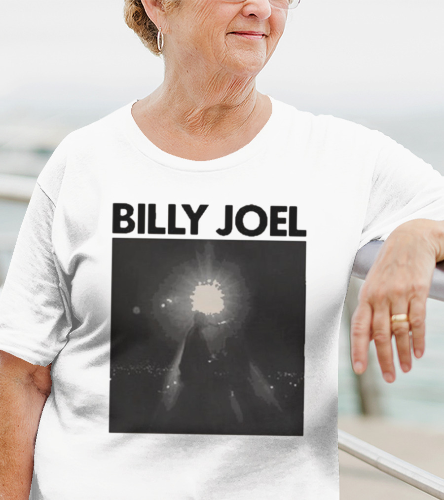 Billy Joel Concert Photo With Bright Light Backdrop T-Shirt