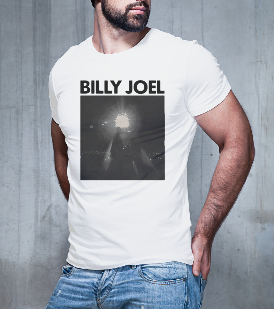Billy Joel Concert Photo With Bright Light Backdrop T-Shirt