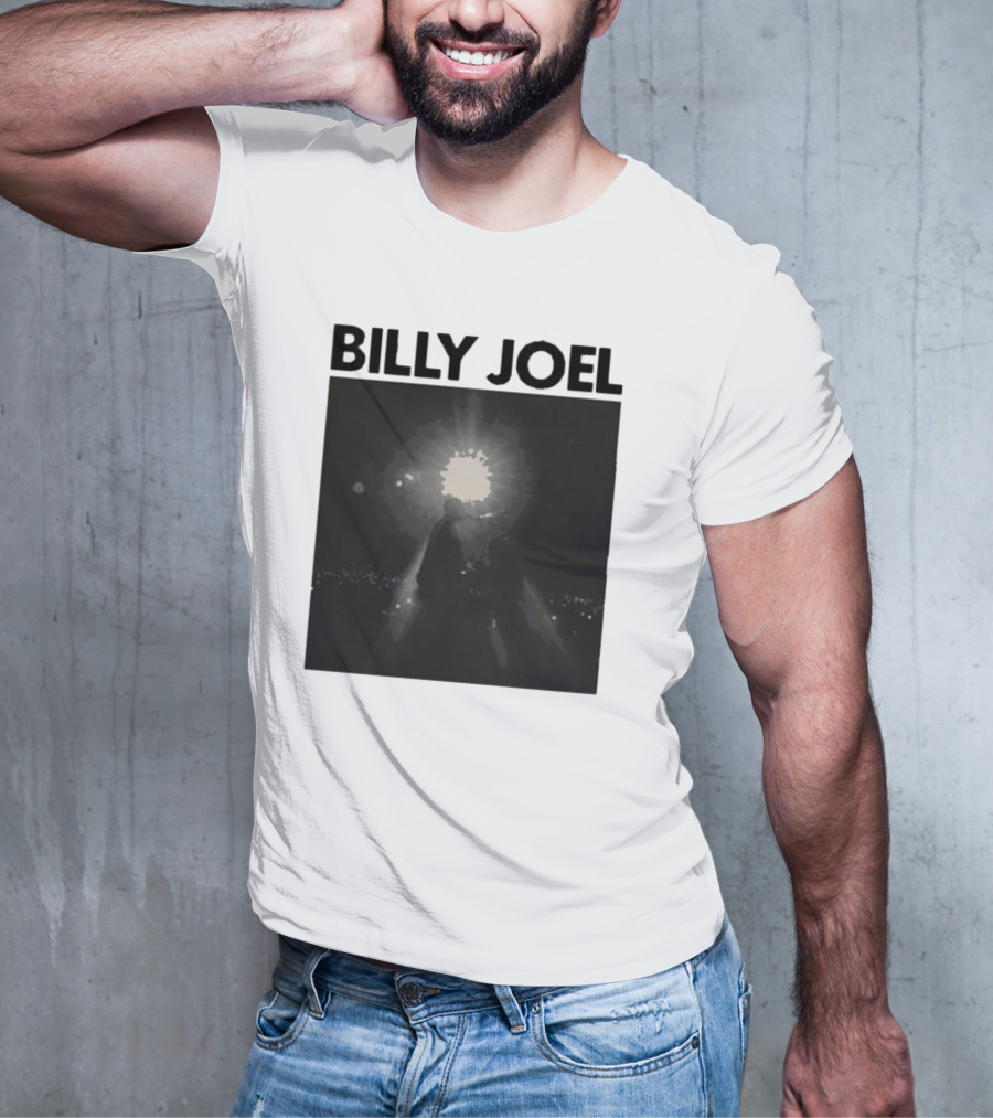 Billy Joel Concert Photo With Bright Light Backdrop T-Shirt