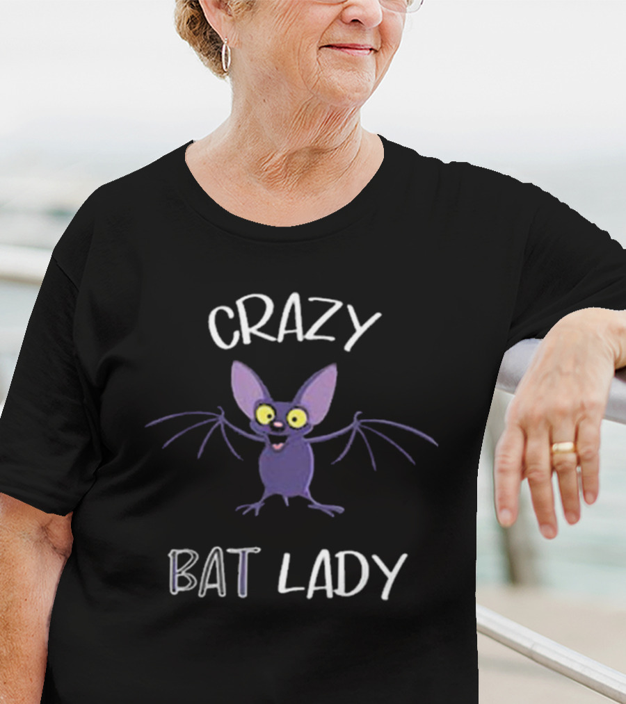 Crazy Bat Lady Funny Cartoon Character T-Shirt