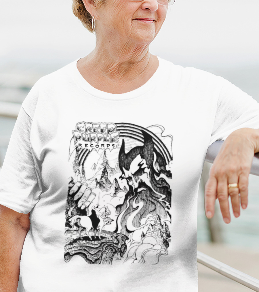 Creep Purple Records Devil Mountain Landscape With Horse And Rainbow T-Shirt