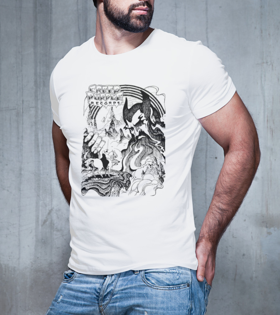 Creep Purple Records Devil Mountain Landscape With Horse And Rainbow T-Shirt