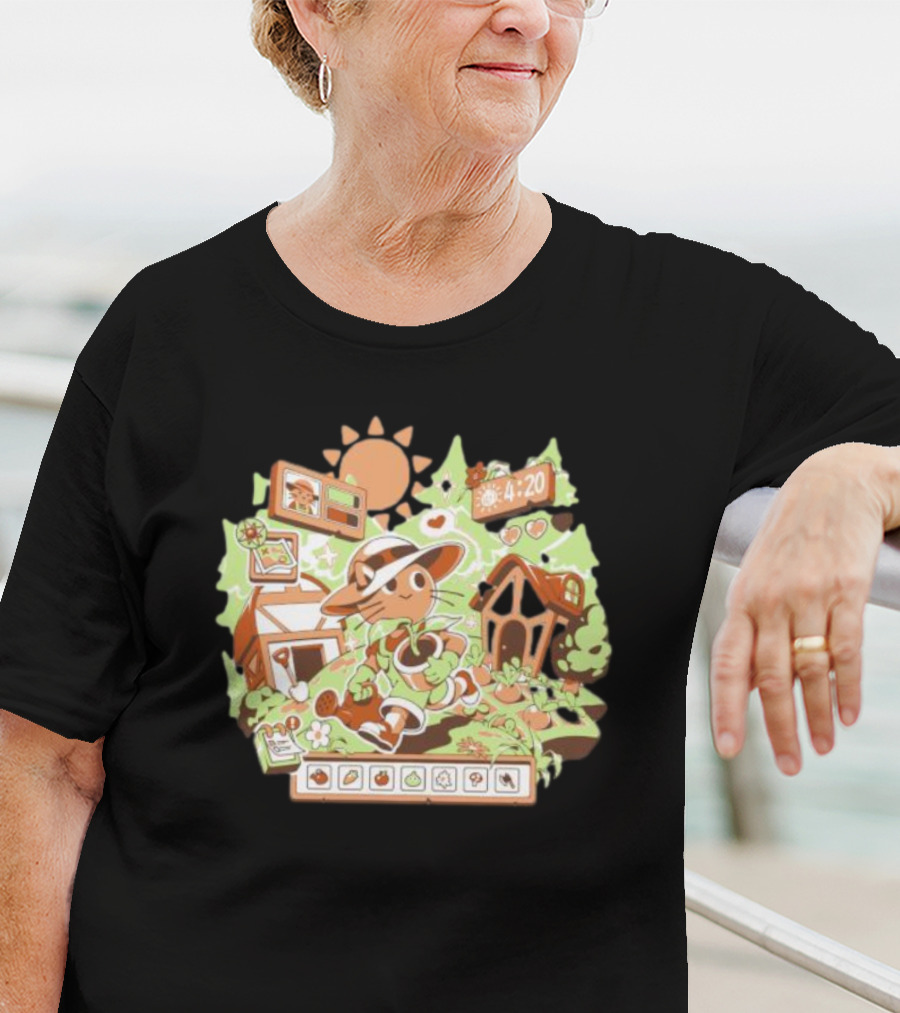 4:20 Harvest Meow In Farm Game Scene T-Shirt