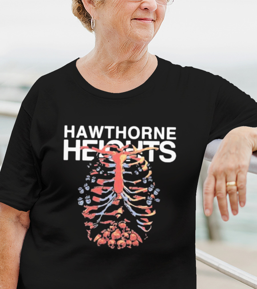 Hawthorne Heights Ribcage Skeleton Skulls T-Shirt