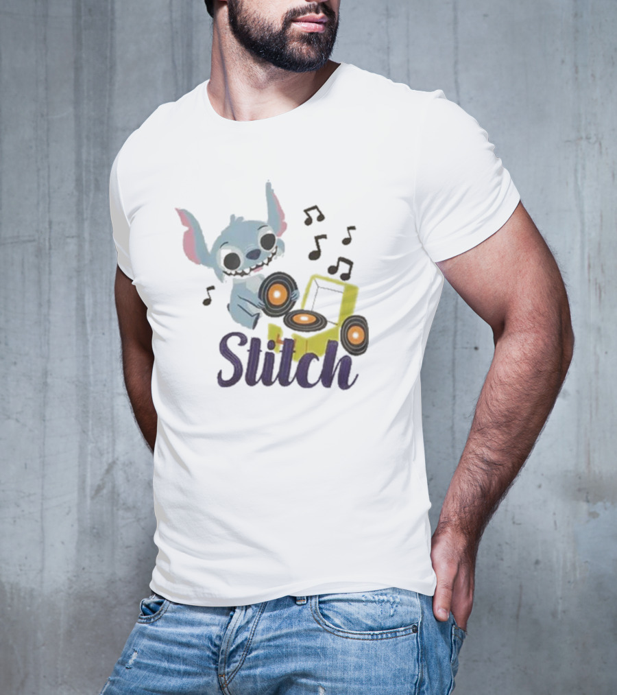 Her Universe Disney Stitch Record Player Isometric Ringer T-Shirt
