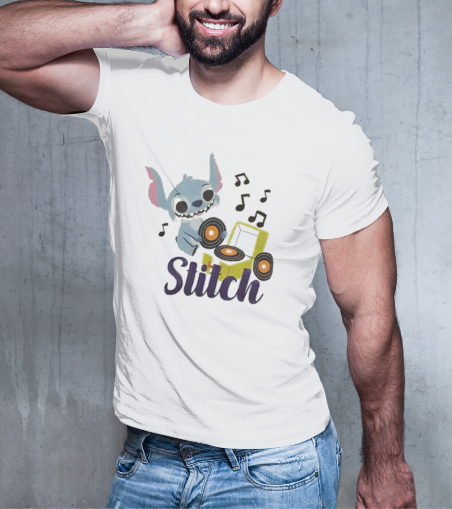 Her Universe Disney Stitch Record Player Isometric Ringer T-Shirt