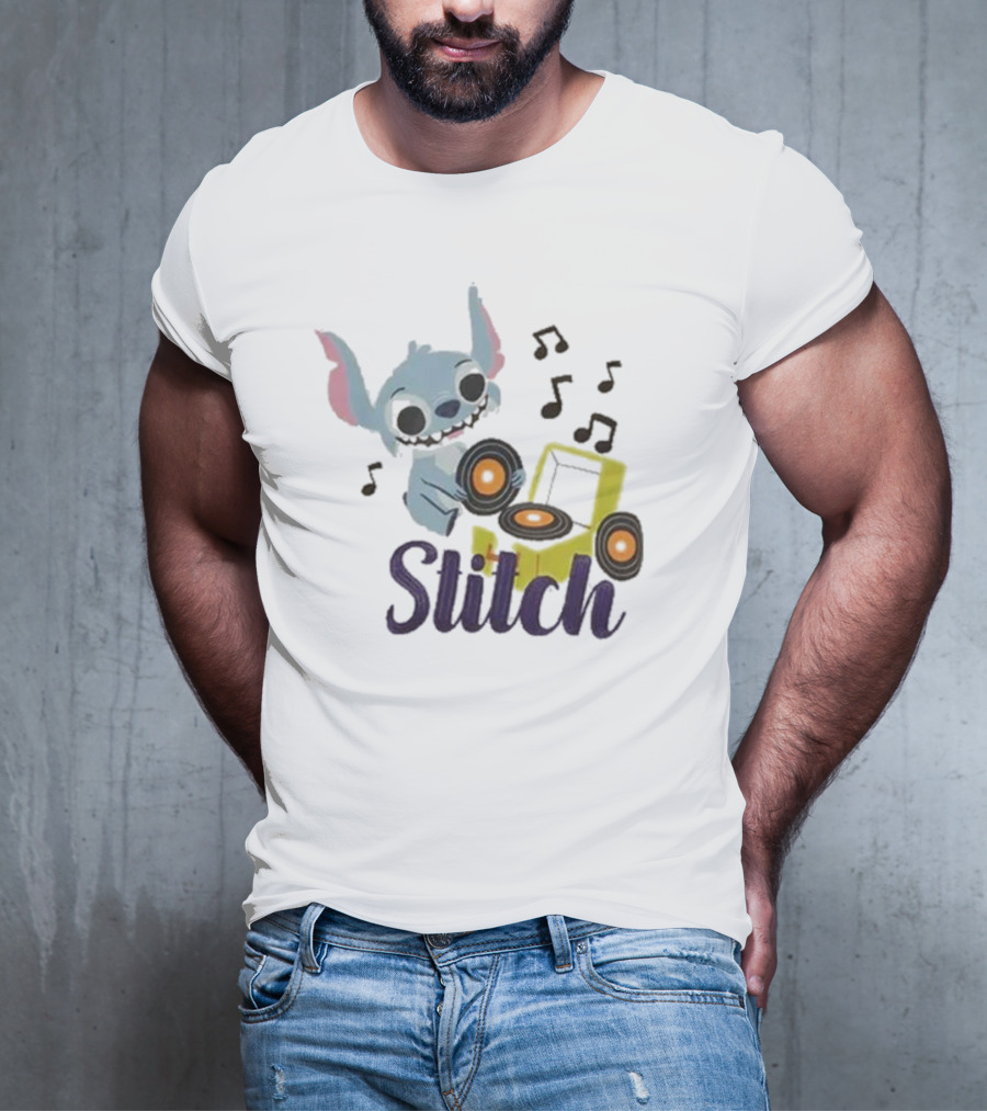 Her Universe Disney Stitch Record Player Isometric Ringer T-Shirt