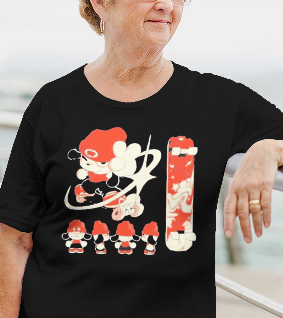 Hip Hop Dog Bryson McBee Roller Skating Skateboard Red Hat T-Shirt