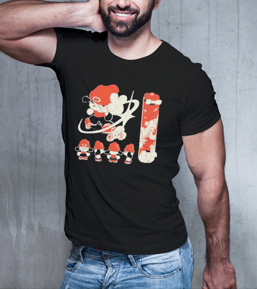 Hip Hop Dog Bryson McBee Roller Skating Skateboard Red Hat T-Shirt